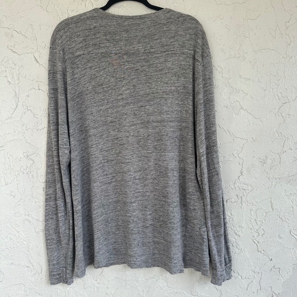 Onia Linen Gray Heathered Long Sleeve Henley Shirt Men XXL - Picture 6 of 7